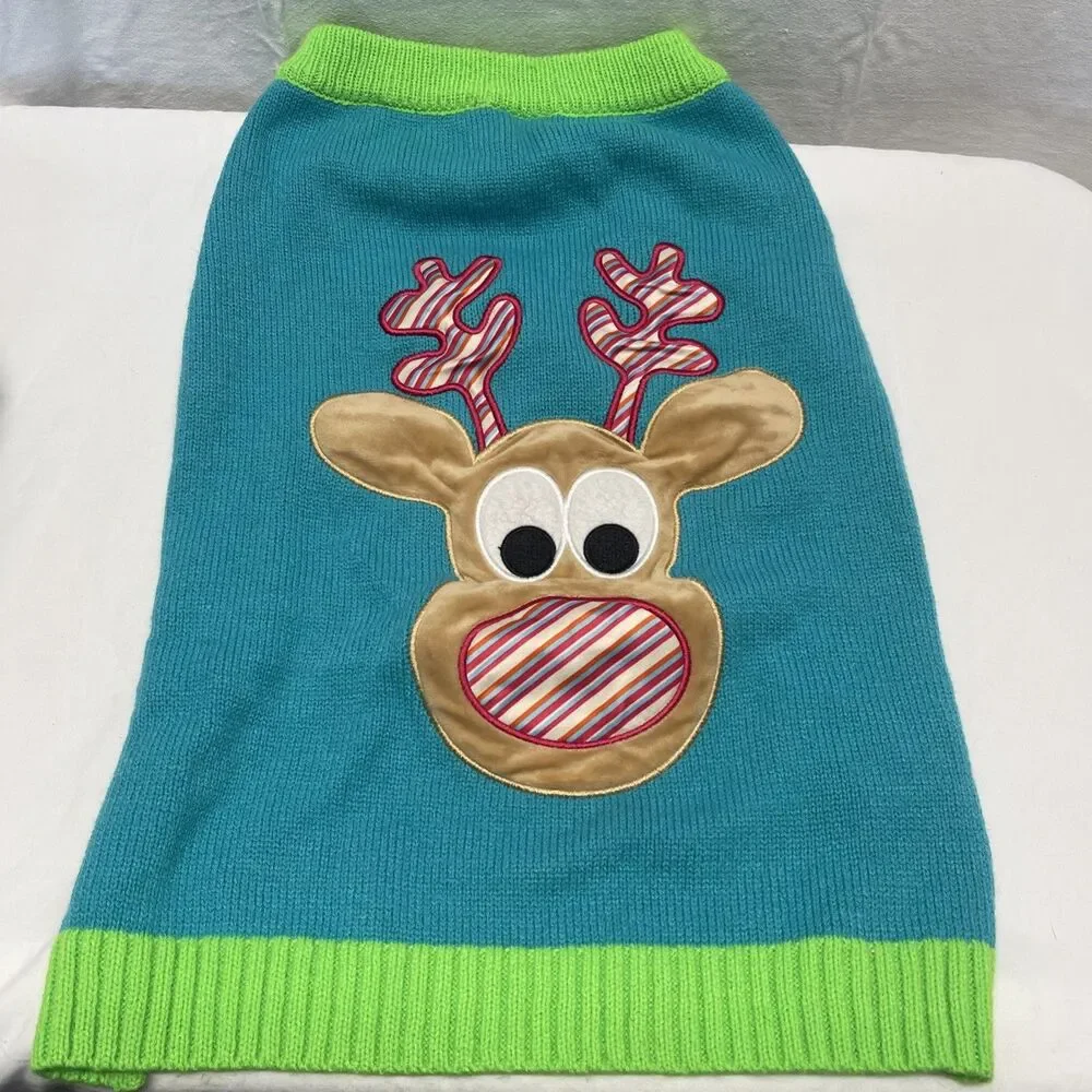 Christmas Reindeer Sweater Size XL For M - L Dogs Knitted Warm Sweater Holidays